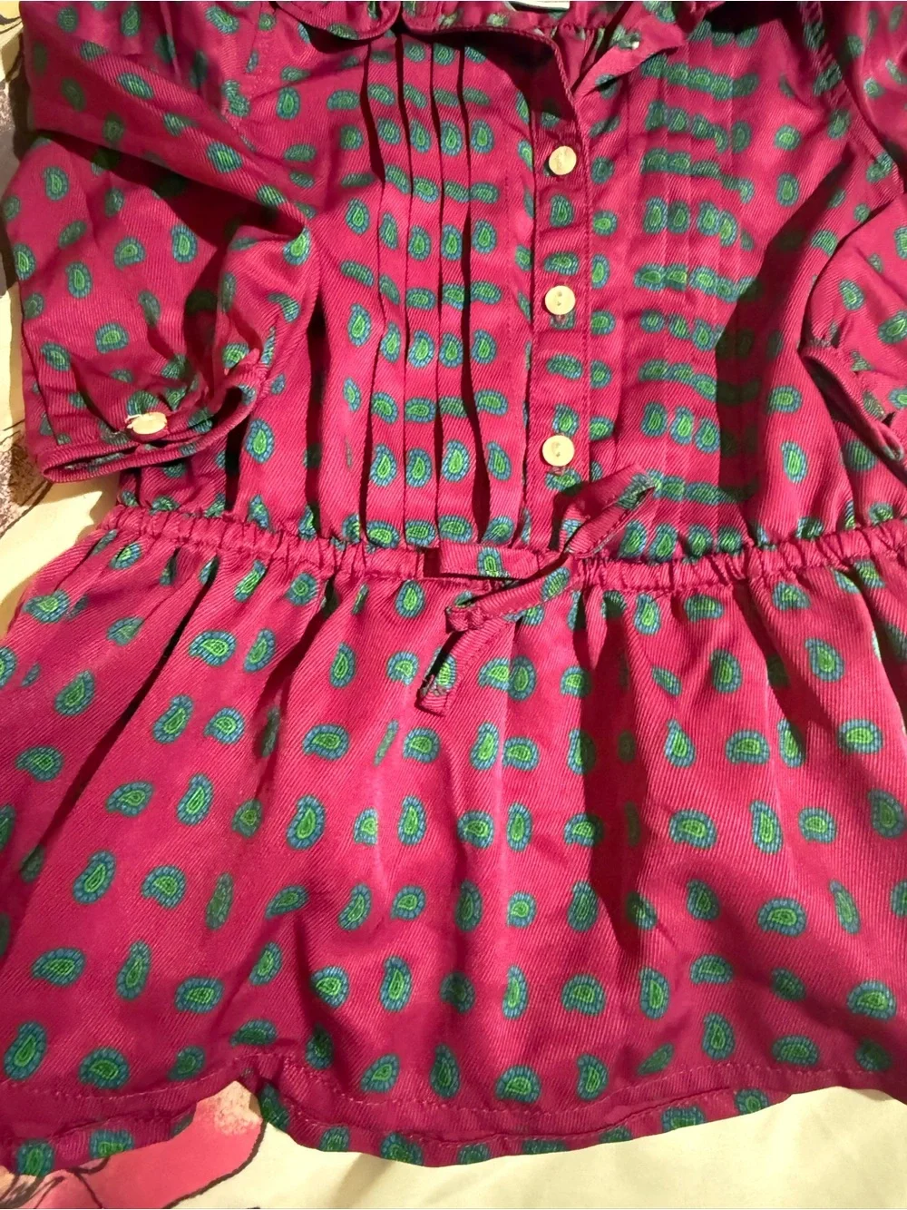 Ralph Lauren Magenta Blouse with Teal Dot Print